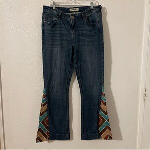 Rock & Roll Denim Cowgirl Leather Patch Jeans 32X32